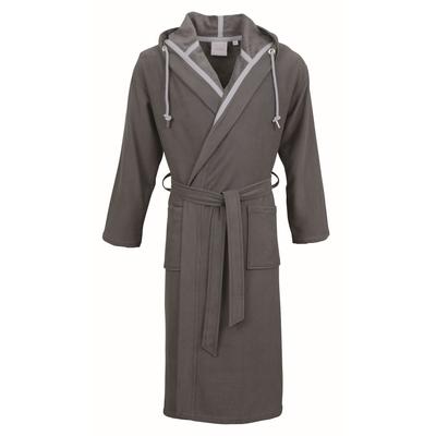 Unisex-Bademantel CARL ROSS "wash&wear" Gr. S, eucalyptus, platin, L:125cm, Baumwoll-Mix, Hausmäntel, Kapuze