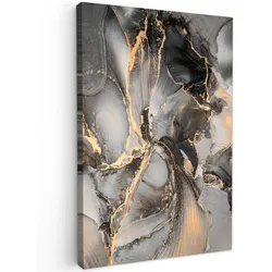 LEINWANDBILD Grau - Luxus - Gold - Marmor Wanddeko Schlafzimmer 60x90 cm