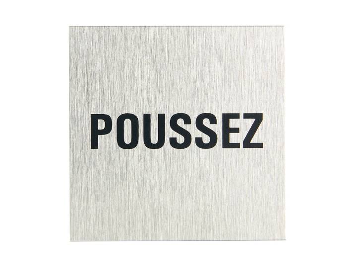 Alu-Schild Poussez ⌀ 6 cm