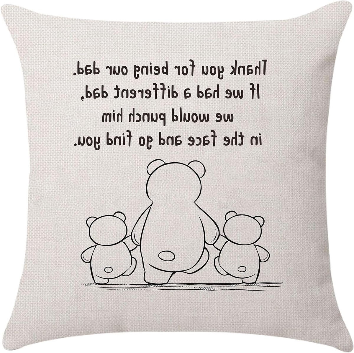 Wit linnen kussenhoes met Vader tekst voor woonkamer decoratie