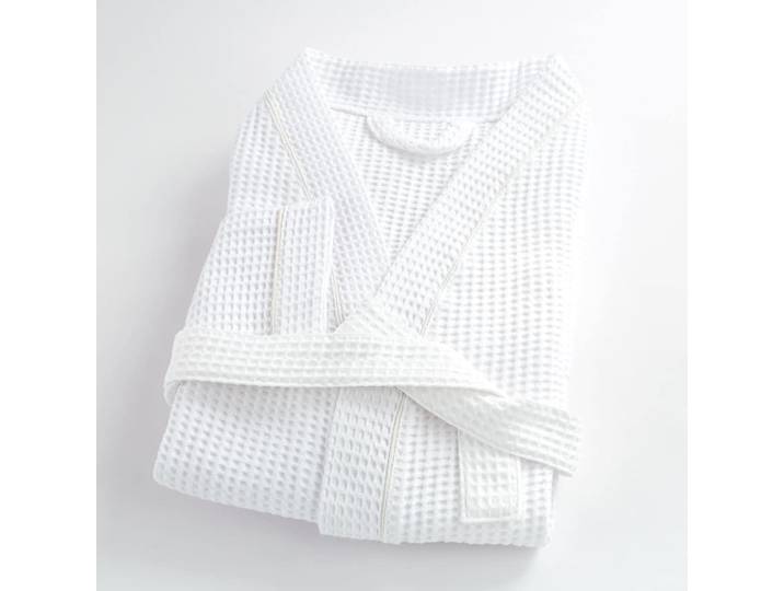 Peignoir nid d'abeille en coton blanc 4xl