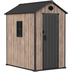 Hoggar – Gartenhaus aus Kunststoff 2,70m2 Oak O30 - Boden Inklusive – Seitenfenster – Premium Holzoptik – UV-Schutz und Wasserdicht – Riegelverschluss