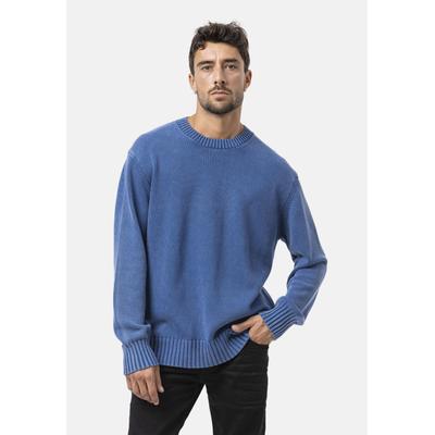 Strickpullover CIPO & BAXX "CP289", Herren, Gr. 3XL, blau (indigo), 100% Baumwolle, unifarben, regular fit, Rundhals, Rippstrickbündchen, Pullover Strickpullover, strukturiertes Strickdesign