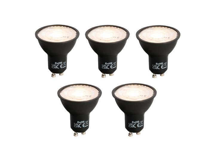 Lot de 5 ampoules LED GU10 à intensité variable noires 6W 500lm