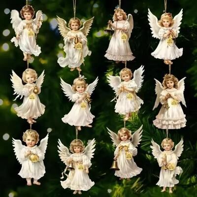 Uplifted Finds Wooden Christmas Angels Ornaments Victorian Style Angel Tree Decorations Wood Pendants 12 Pcs