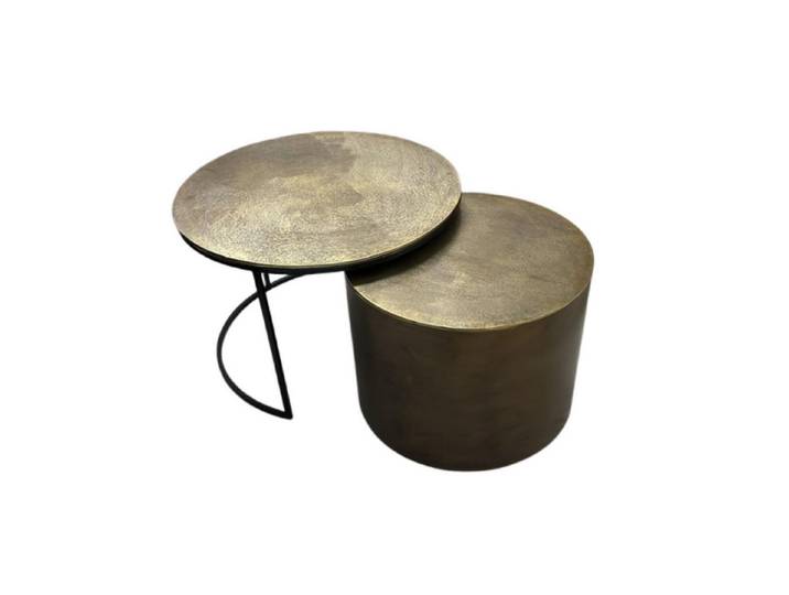 Villa Möbel Couchtisch Menza (Set, 2-St., 2er Set), 2er-Set Aluminiumtische rund Gold zeitlos und nestbar