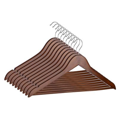 WellHome - Set mit 50 robusten rutschfesten Holzbügeln mit drehbaren Haken 44,5x23 cm