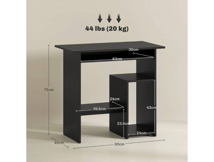 Table d'ordinateur bureau avec compartiments ouverts et étagères table de bureau bureau d'enfant table PC pour bureau salle d'é