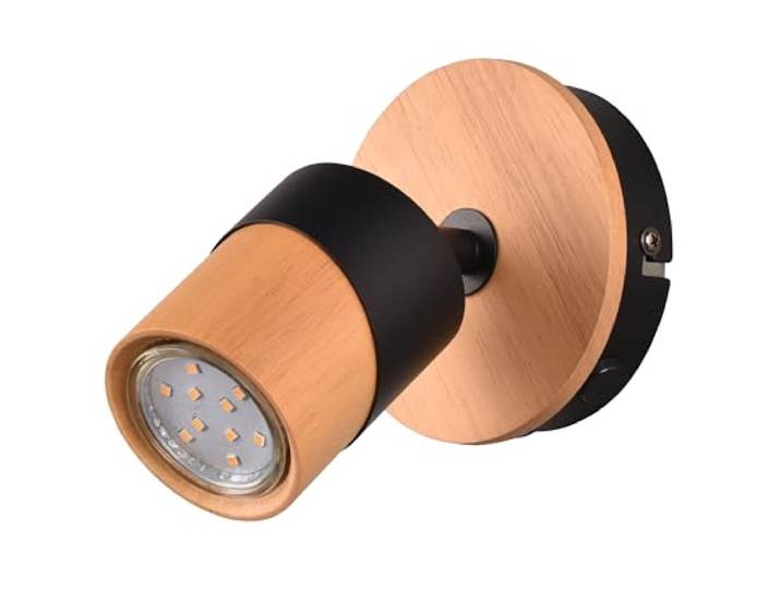 Trio Plafonnier ARUNI 801170132\, Métal Noir mat\, Bois naturel\, excl. 1x GU10