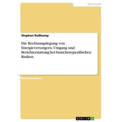 Die Rechnungslegung von Energieversorgern. Umgang und Berichterstattung bei branchenspezifischen Risiken, Taschenbuch von Stephan Rosskamp, GRIN,
