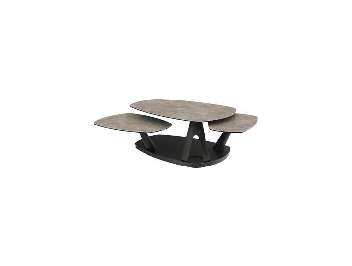 Ausziehbarer, flexibler Design Keramik Couchtisch „Opus“ Keramik Zementgrau Akante Design