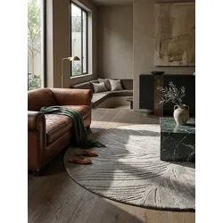 Wollteppich floral Grau Ø160 cm - LEVEN   Kadima Design