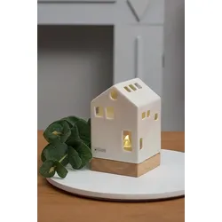 Teelichthaus Oslo 12cm cremeweiß