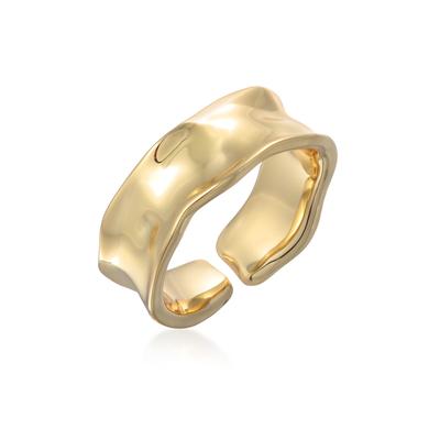 Silberring ELLI "Ring Bandring Offen Struktur für Damen" Gr. 58, gold, Fingerringe, Damen, 58, Messing, Silberring