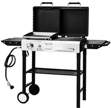 2-In-1 Propane Gas Grill And Charcoal Grill Combo 12000btu Flat Top Griddle & Charcoal BBQ Grill With Lid - N/A