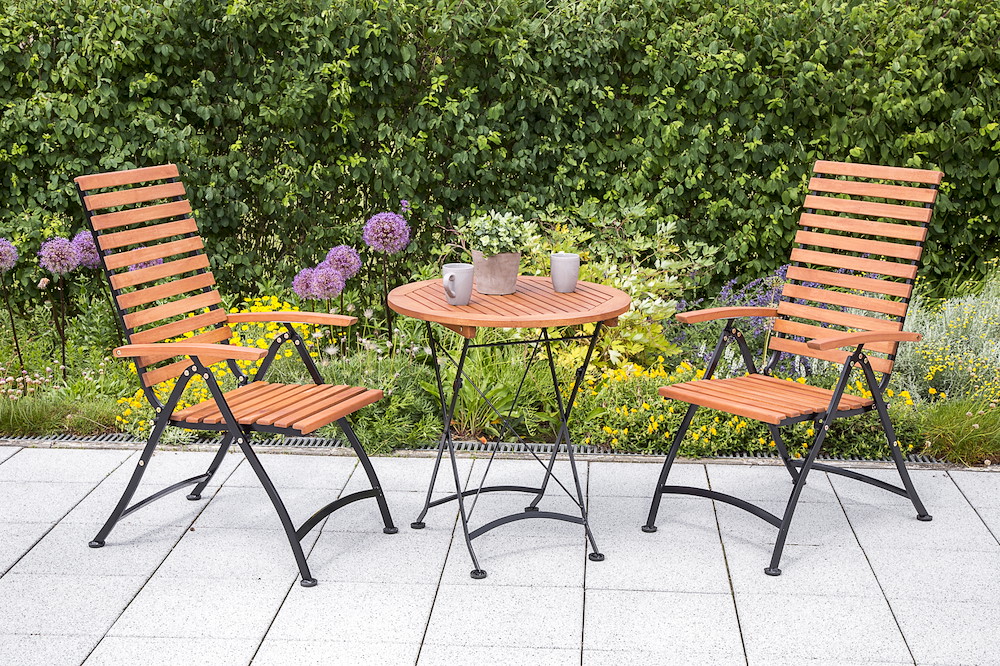 MERXXHANDELS Schlossgarten Set 3tlg 2 Sessel Klapptisch Ø 70cm 16950916