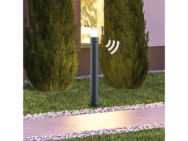 Trio Lighting Wegeleuchte Hoosic in Anthrazit m. Bewegungsmelder, schwarz, Aluminium