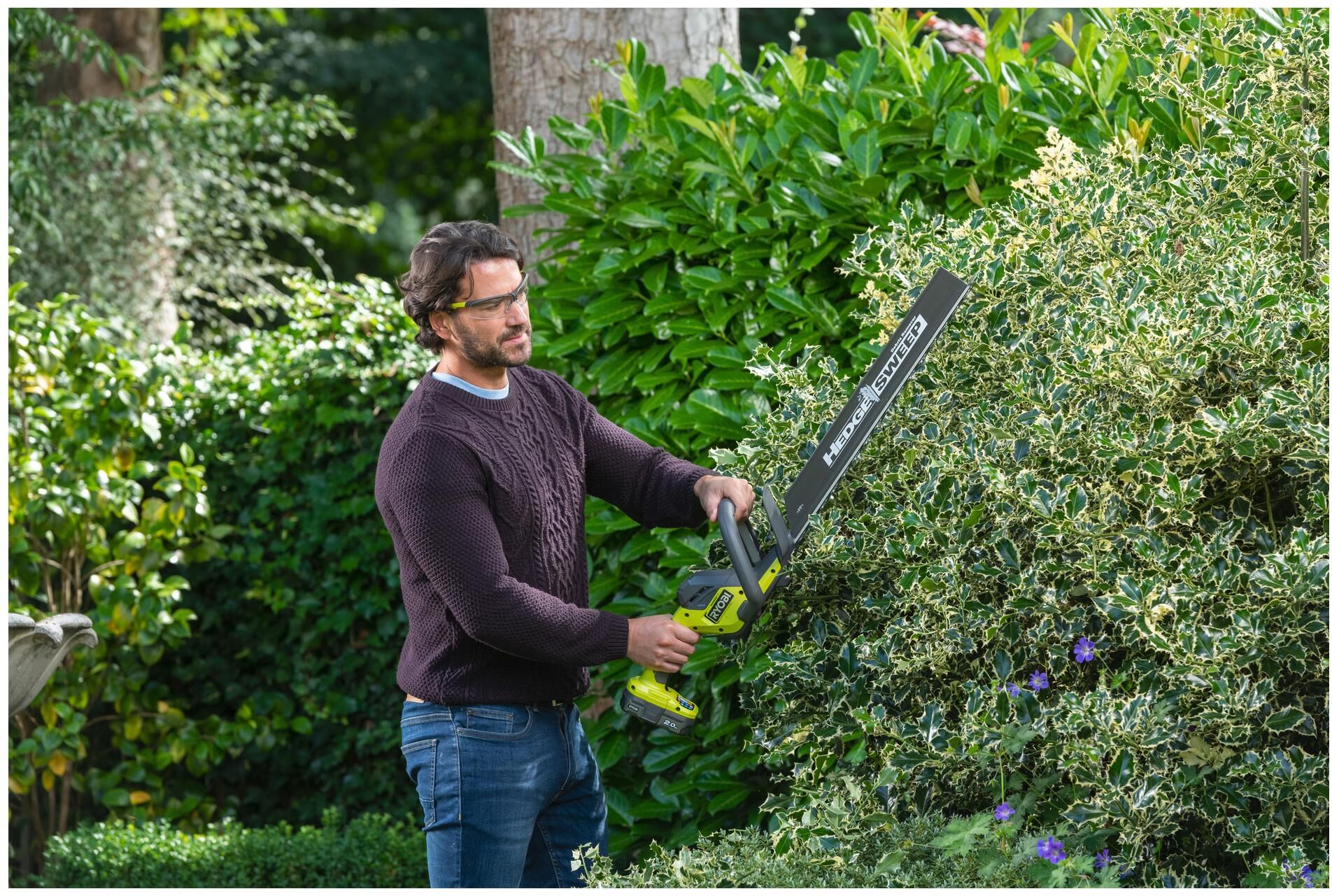 Akku-Heckenschere RYOBI "RYOBI RY18HT50A-125 18 V Lithium", grau, Gartenscheren-Maschinen, Akku-Heckenschere grau Einheitsgröße