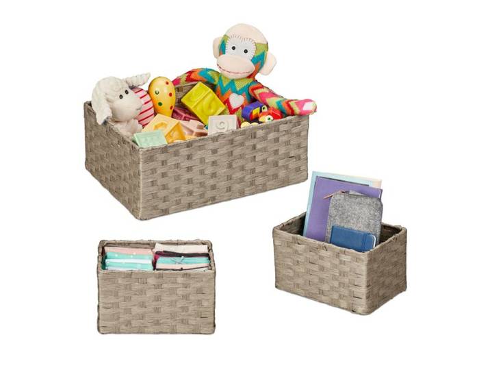 Relaxdays Opbergmand set van 3 papiertouw