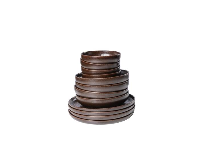 Tafelservice GIPFELSTÜCK Glockenklang , braun (bronze, braun), 12, Geschirr-Sets, Tafelservice