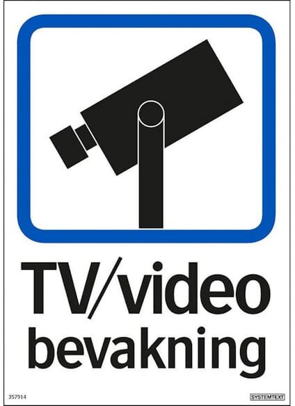 Skylt TV/video bevakning 210x297mm