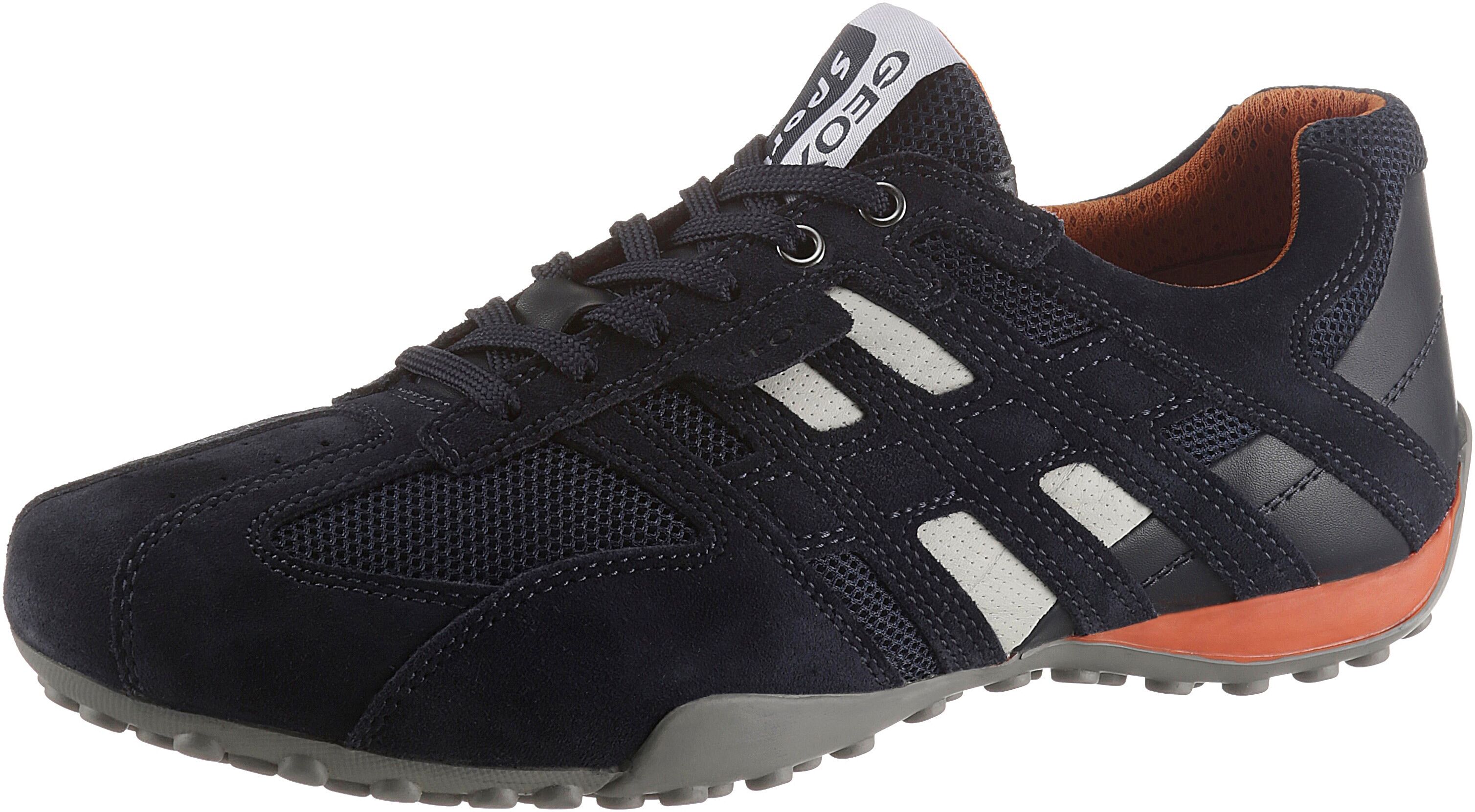 Sneaker GEOX "U SNAKE", Herren, Gr. 48, Textil, blau (dunkelblau), Mesh, Veloursleder, Schuhe Sneaker, Freizeitschuh, Schnürschuh mit Geox Spezial Membran dunkelblau 48, Textil
