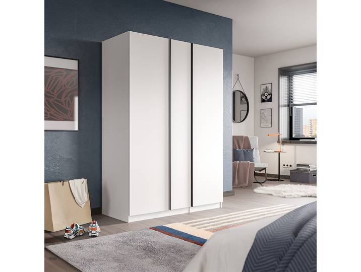 Armoire à portes battantes 130cm Blanc/Blanc