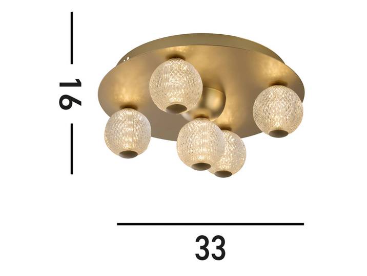 Searchlight LED Deckenlampe Asteroid, dimmbar, messing / gold, für Wohn- / Esszimmer, Metall, Modern, LED Deckenleuchte