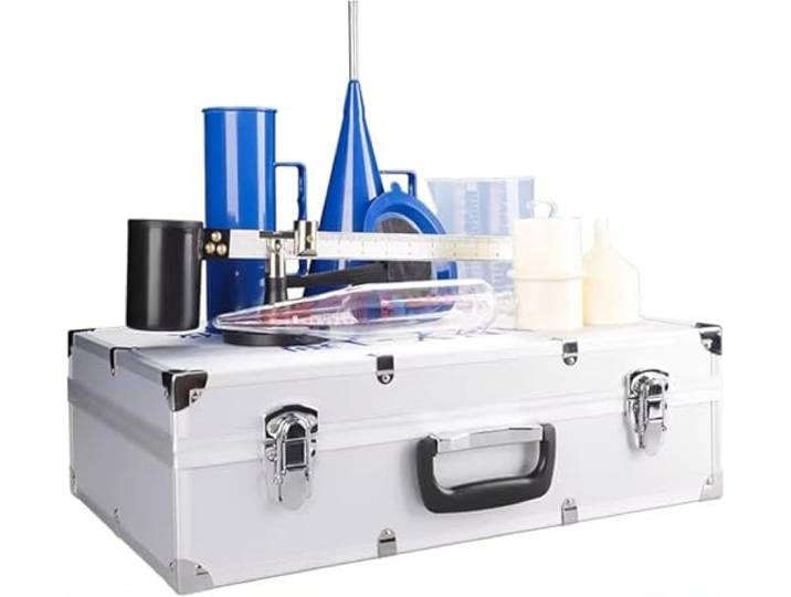 3-teiliges Schlammtest-Set, Schlamm-Balance-Hydrometer Bohrschlamm-Testkit, Marsh-Trichter-Viskosimeter und Sandgehaltstester mit Aluminiumbox for Labor und Bohrlochstandort