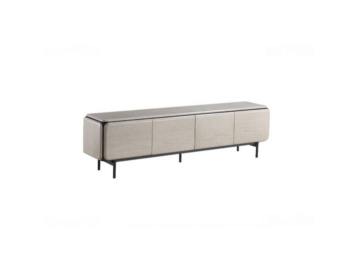 Kawola Lowboard Avril Grau Eiche, Metall, Nachbildung,Eiche, 4 Fächer, Rechteckig, 200x56x40 cm, Wohnzimmer, TV Möbel, Lowboards, Lowboards stehend