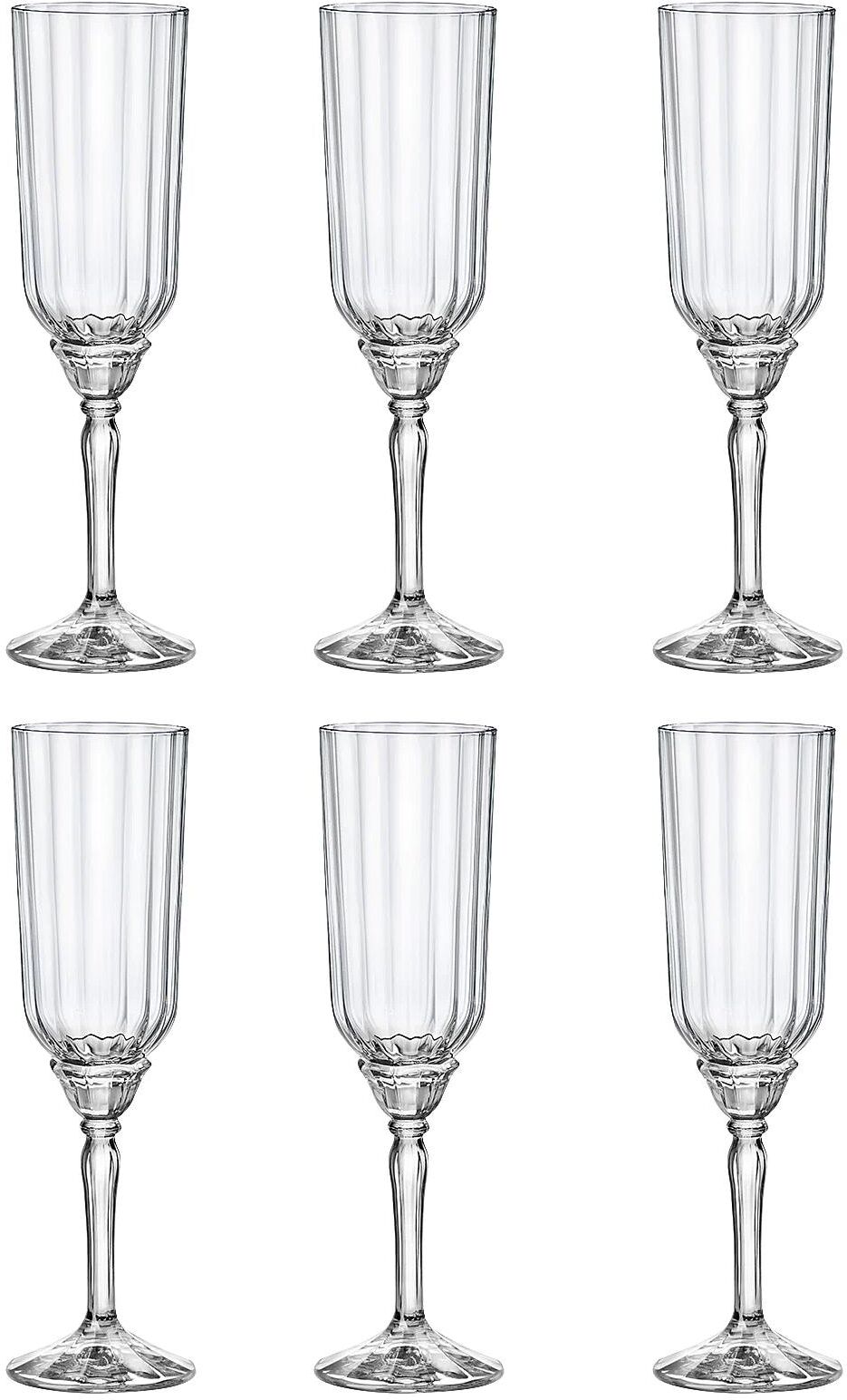 Sektglas BORMIOLI ROCCO "Florian 210 ml, 6 Stück", transparent, H:22cm, Glas, Trinkgefässe, Sektglas transparent 22cm, 210ml