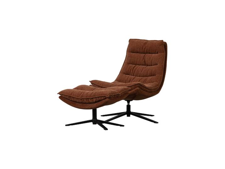 Fauteuil pivotant avec pouf Marron Kube