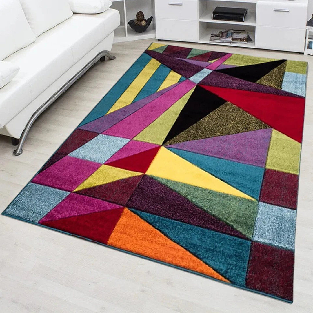 Metro Polygon Geometric Polypropylene Rug – Non-Slip, Durable Floor Mat for Living Room Polygon Rectangle 200 x 290cm