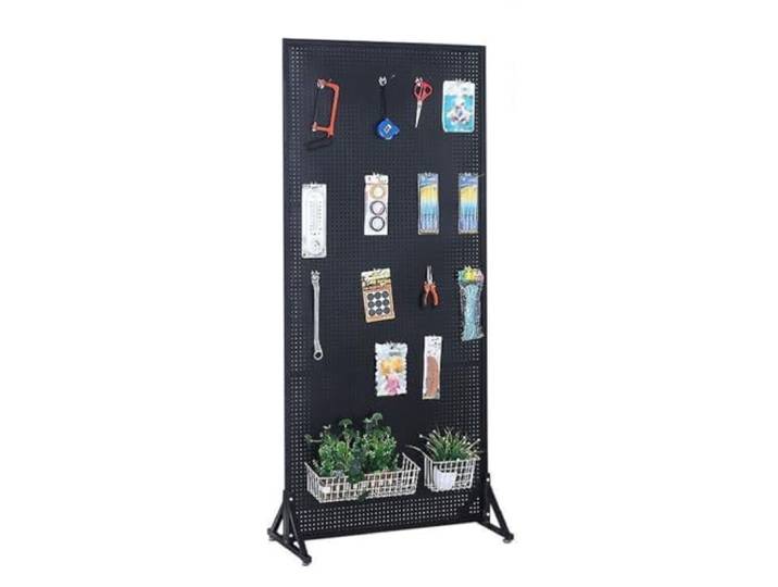 Yiustldd Stecktafel-Präsentationsständer, Große Stecktafel Aus Metall - Bodenstehende Stecktafel Mit Haken Für Supermarktlager,Schwarz,120x50cm