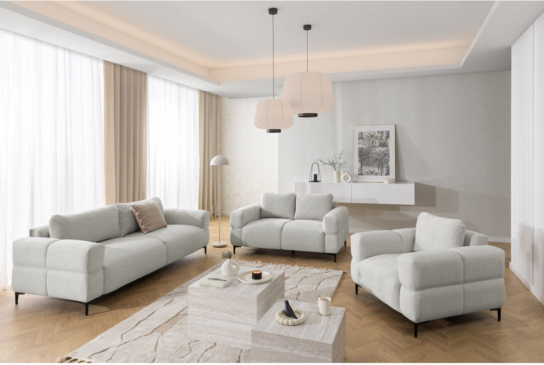 S-Style Furniture Cardea 3 Piece Standard Living Room Set Light Grey 3