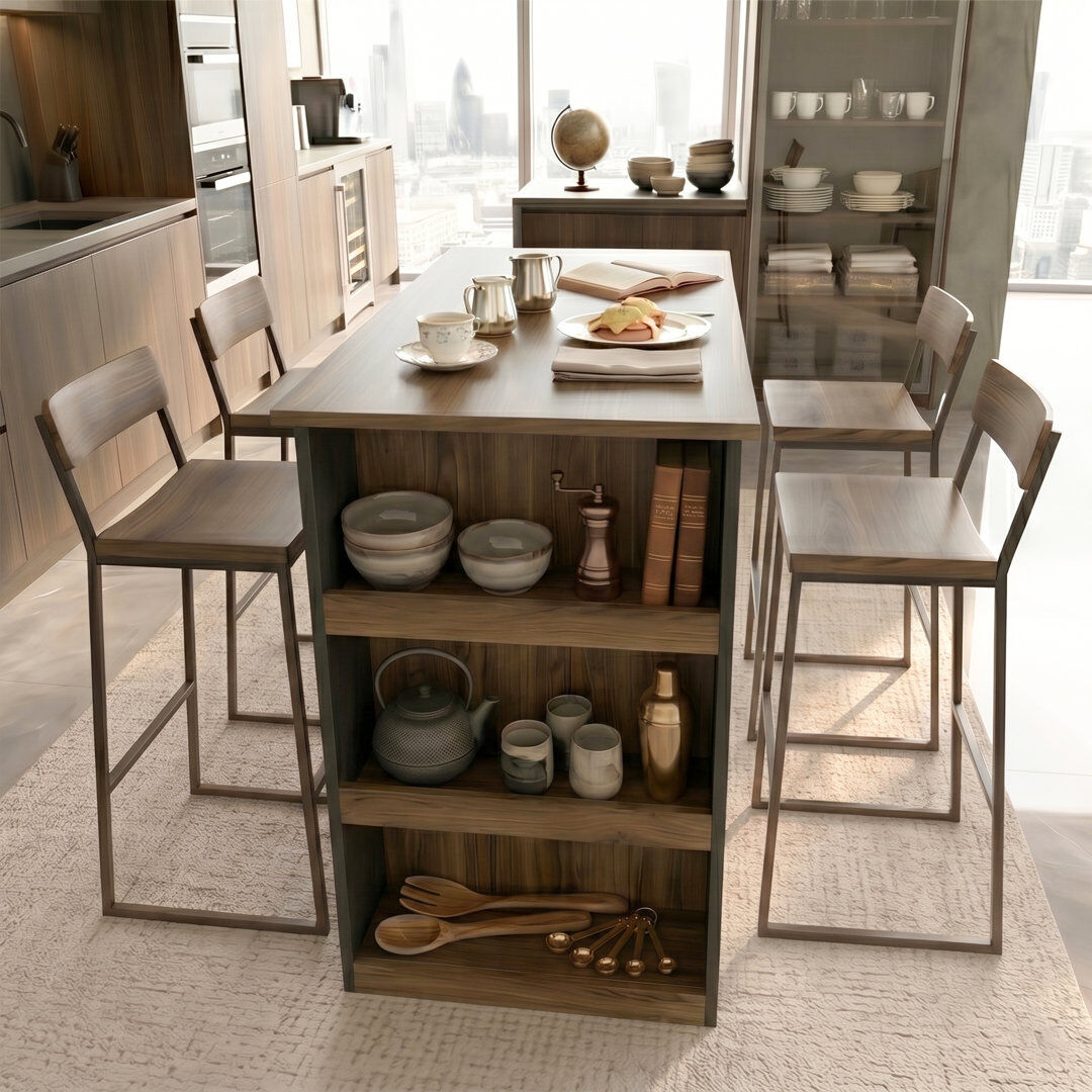Rebrilliant 120 cm W Kitchen Island with Side Shelves White 101.8cm H X 120cm W X 60cm D