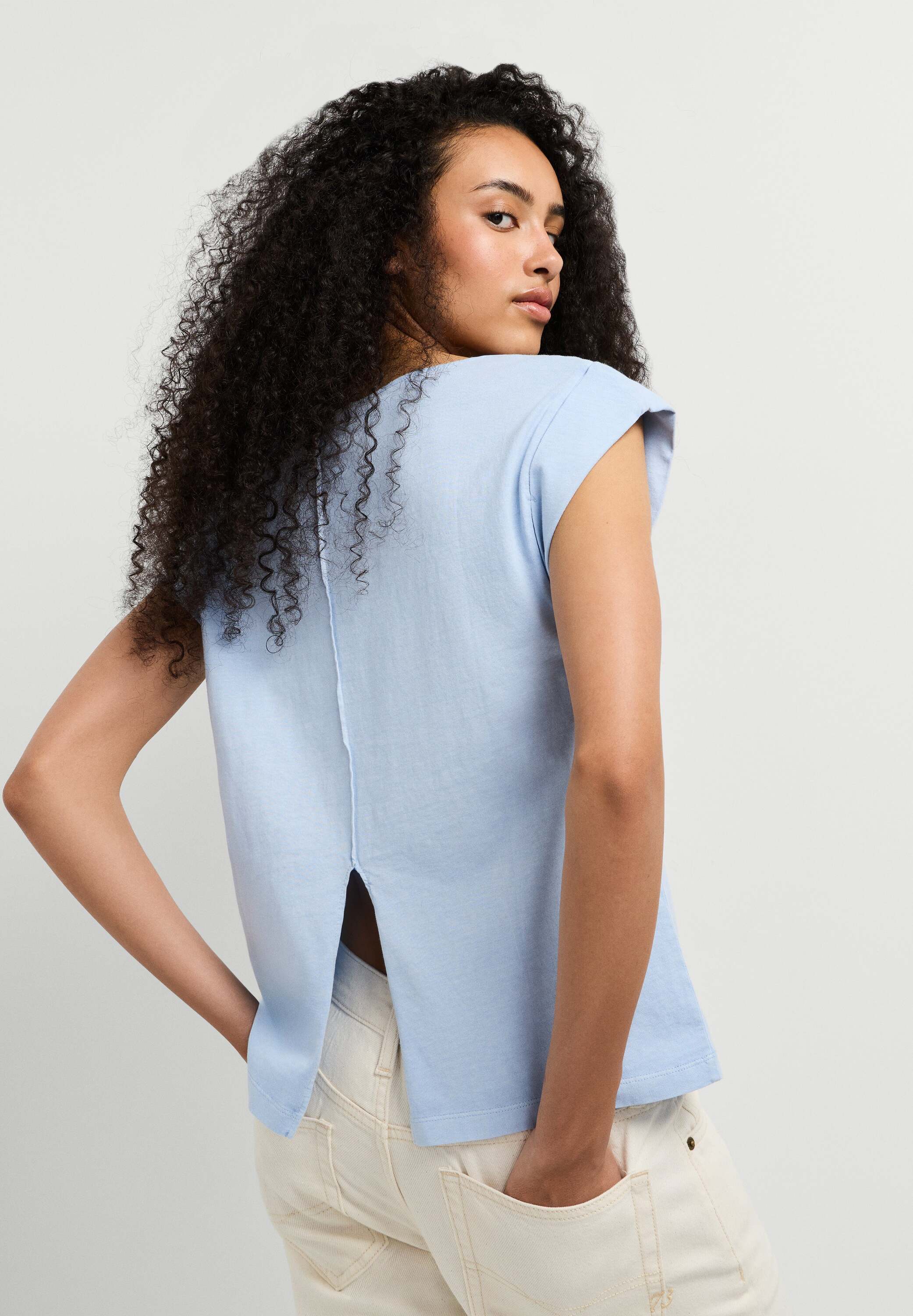 T-Shirt PEPE JEANS "einfaches T-Shirt CAYETANA", Damen, Gr. M, blau (stormy sea blau), 100% Baumwolle, Shirts T-Shirt