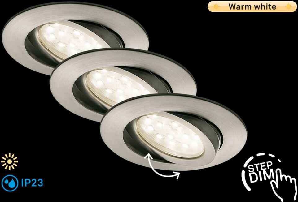 BRILONER LEUCHTEN LED Einbauleuchte "ATTACH DIM", grau (weiß, neutral), Leuchten, LED Einbauleuchte