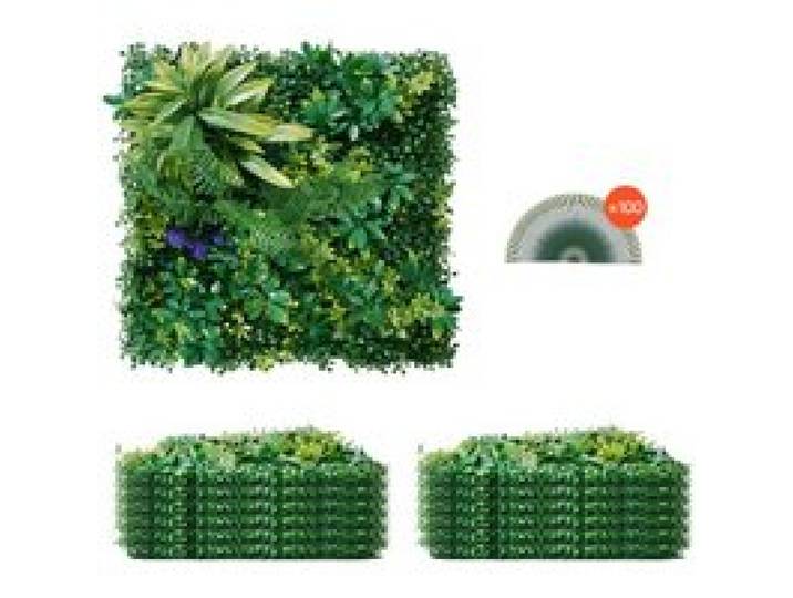 VEVOR Künstliche Hecke, 12 Stück, 500x500x50 mm, 3D-Kombination, Künstliche Pflanzenwand, grüne Dekoration & Efeu-Zaunbedeckung, Sichtschutz-Hintergrundwand, Heckenschutz für den Garten