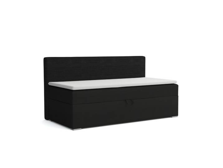 Deine Möbel 24 Boxbett Mati 90/200 Schwarz mit Taschen-Federkernmatratze H4, Holz, 90x200 cm, Schlafzimmer, Betten, Boxspringbetten