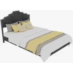 STILVORA Bett 140x200 Grau Minimalistisch Hollandwollstoff Komfortables Kopfteil Stabil Langlebig Schlafzimmermöbel Einfache Montage