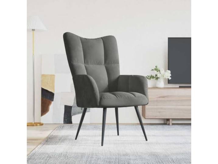 Relaxsessel, dunkelgrau, aus Samt mit Stahlrahmen, Sessel Weicher Samt, dicker Schaumstoff, Stahlrahmen, max. 110 kg, schickes Design, einfache Montage