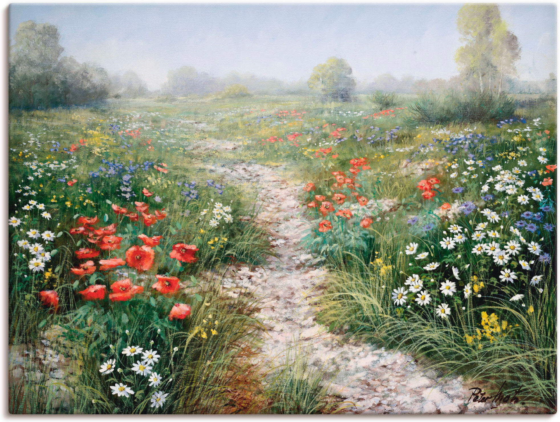 Wandbild ARTLAND "Dichte der Natur", grün (farbe bild(er): grün), B:120cm H:90cm, Bilder, Wandbild, als Leinwandbild, Poster in verschied. Grössen farbe bild(er): grün B/H/T: 120cm x 90cm, Leinwandbild Blumenwiese Querformat, 1 Stk.