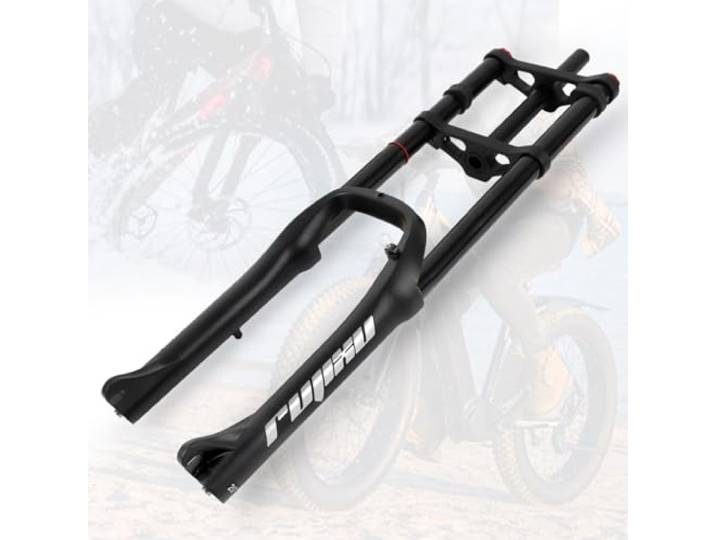 BSFHQS Fat Bike Federgabel 20 Zoll 4.0 Fat Reifen Scheibenbremse E-Bike Mountainbike Gabel 120mm Federweg 9mm QR BMX Fahrrad LuftGabel Mountain Front Gabel 1-1/8 Zugstufe Einstellbar(Black)