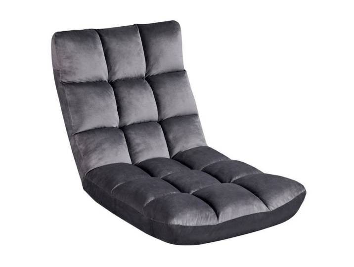 Yaheetech Fauteuil Paresseux Tatami Pliable Chaise de Sol Dossier Multiposition Fauteuil Bas Convertible pour Maison Bureau Gris