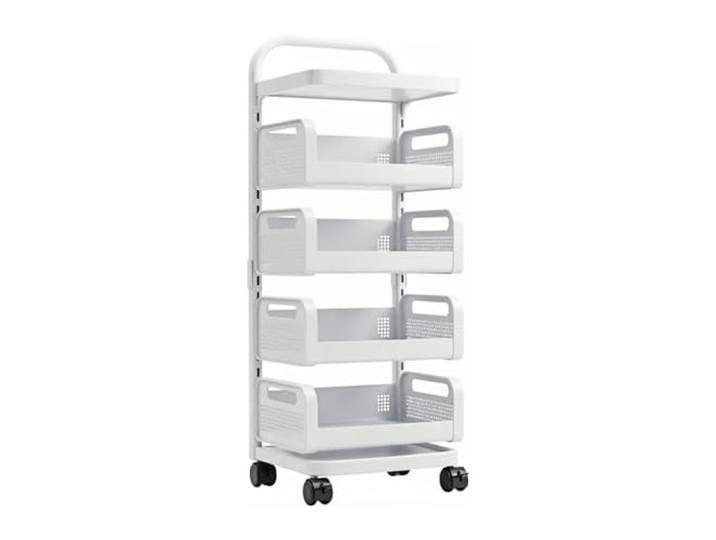 Kx9Lb8d Rollwagen Küchenrollwagen, mehrstöckiges Topf- und Gemüseregal, Kochgeschirr-Aufbewahrungsregal(Weiß)