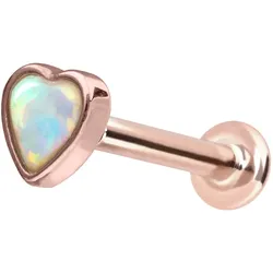14 Karat Gold Labret mit Push Fit SYNTHETISCHES OPAL-HERZ