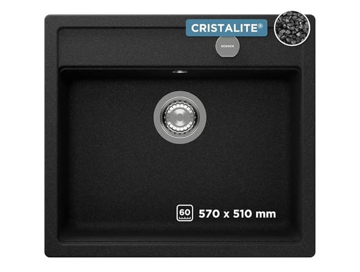 SCHOCK Küchenspüle Nemo N-100 in Onyx I kompakt für 60 cm Unterschrank I robustes, pflegeleichtes Cristalite I geräumiges Becken für mehr Komfort mit Excenterbedienung
