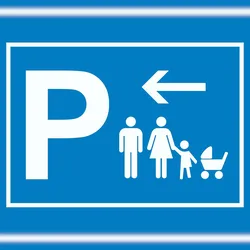 HB-Druck Eltern Kinderwagen Parkplatz Schild mit Richtungspfeil links waagerecht A3 Rückseite selbstklebend