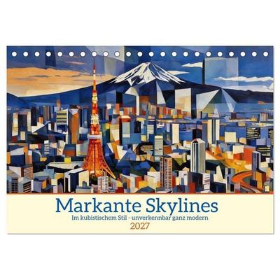 Markante Skylines (Tischkalender 2027 DIN A5 quer), CALVENDO Monatskalender